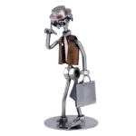 Gave til stresset iværksætter metalfigur med mobiltelefon. Metalfigurer og svendegaver