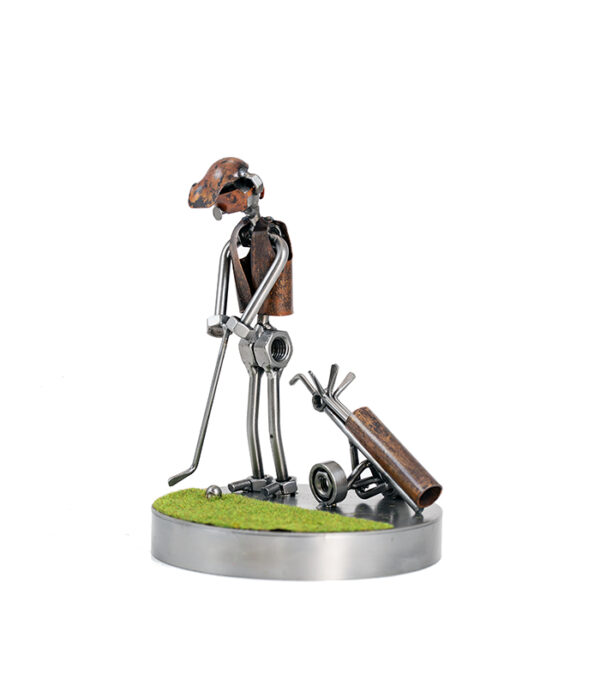 golfspiller putter metalfigur. En golffigur til golfspilleren. Metalfigurer, golffigurer og sportsfigurer her i vores gave webshop