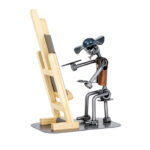 Gave til kunstmaler metalfigur med staffeli. Julegave til kunstmaler.