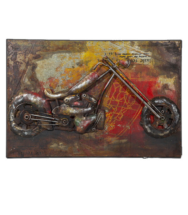 Harley rustikt vintage metalbillede. Råt billede 60 x 40 cm med patina som cool deco til vintage café, bar, stue eller MC klub. Gave til biker