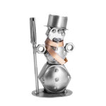 Snemand med kost - Metalfigur som vintergave. Figur med hat og halstørklæde af stål og kobber. Perfekt vintergave, værtindegave og gave til servicearbejder eller som julepynt.