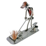 Gave gartner havemand med plæneklipper metalfigur