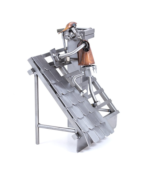 gave tagdækker svendegave til tømrer metalfigur