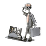 Sælger forretningsmand visitkortholder metalfigur