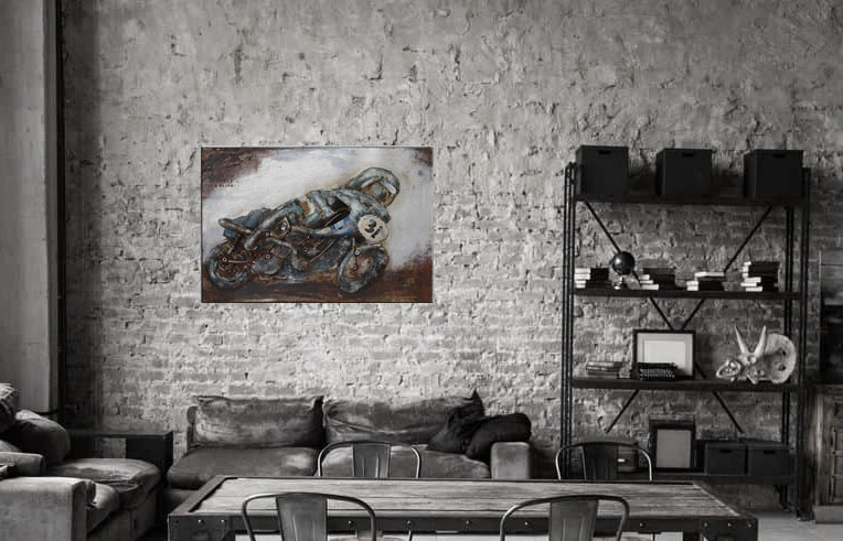 3D rustikt racing motorcycle metal_