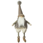 Stof kvalitets julemand 55cm. Deco dukke af stof, skind, pels filtet uld og hør i farverne grå, beige og brun. Meget flot kvalitets julemand fra speedtsberg