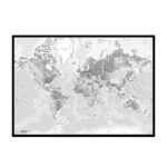 Pinboard verdenskort lærredstryk Light til væg fra Incado