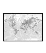 Pinboard verdenskort lærredstryk Light til væg fra Incado