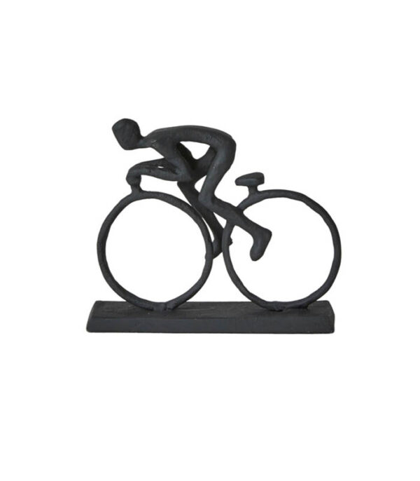 Cykelrytter mat sort deco jernfigur. En perfekt figur som gave til cykelrytter eller cykelsport interesseret. Boliginteriør med speedtsberg sorte figurer
