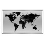 Verdenskort til væg i metal med alu ramme