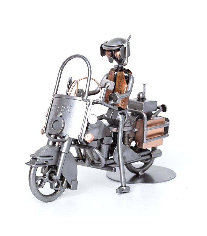 Civil politi motorcykelbetjent metalfigur