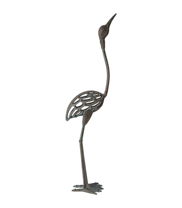 Stor trane dekoration 81cm. Høj storke fugl til have eller terrasse. Boliginteriør eller ting til boligen fra Speedtsberg