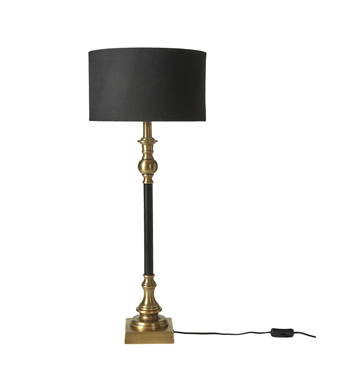Høj sort messing bordlampe 79 cm. Flot eksklusiv og klassisk bordlampe. Perfekt lampe til skrivebord, skænk eller hjørnebord.