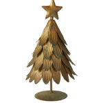 Lille deco juletræ af gyldent metal størrelse 18cm fra Speedtsberg