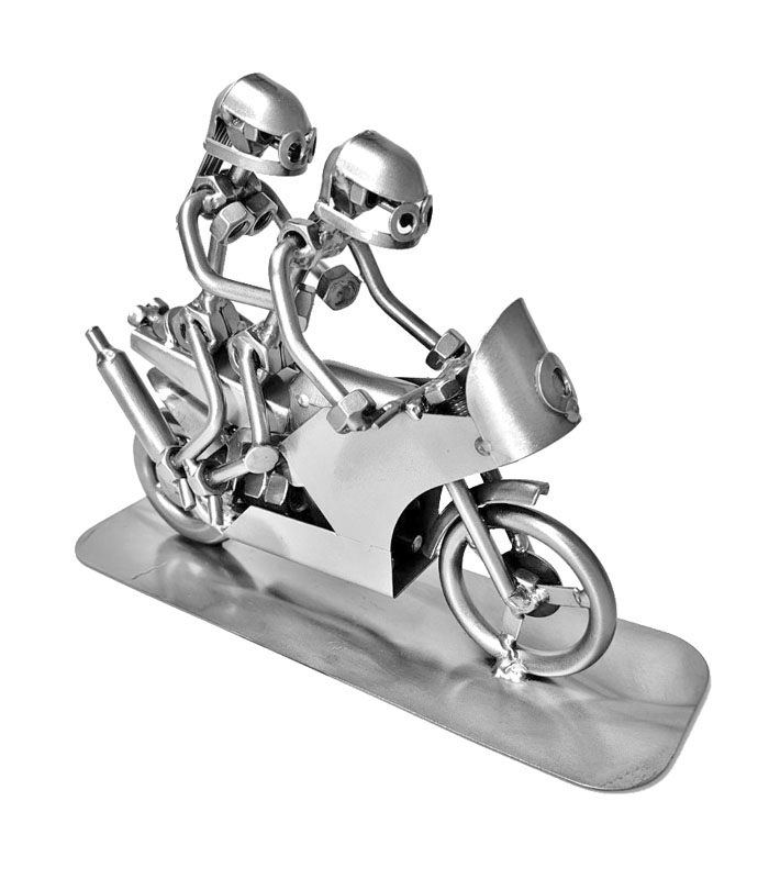 motorcykel med kærestepar metalfigur