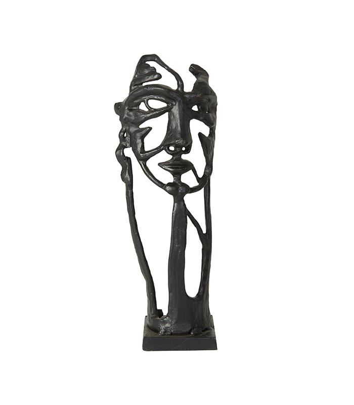 kunstnerisk og dekorativ sort ansigtsfigur af kvinde maske af jern fra speedtsberg figurer