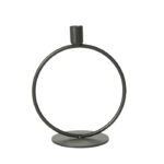 lysestage på ring med fod af rund mat sort metal d22