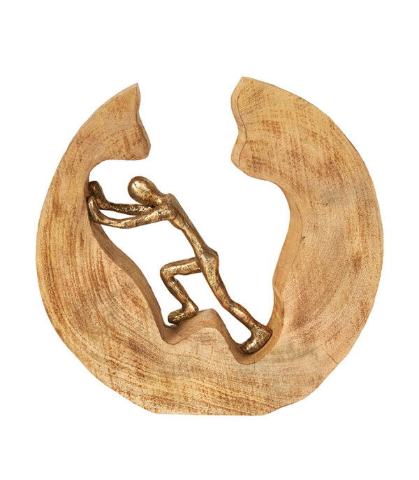 mand skubber metal og mangotræ figur som deco