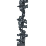tre elefanter på højkant, sød og sjov skulptur mat sort deco figur på 37 cm fra speedtsberg