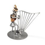 gave til harpespiller Elegant Harpespiller – Håndlavet Kunstfigur i Stål & Kobber