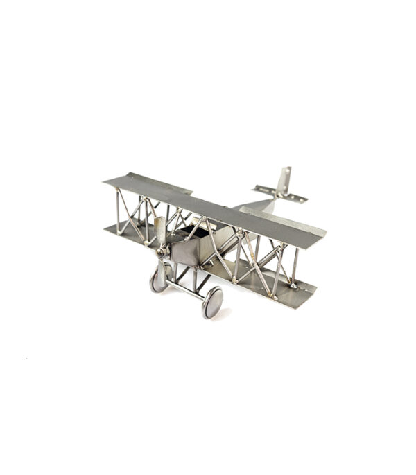 retro biplan fly 20 cm metal model som gave til pilot eller flyentusiast