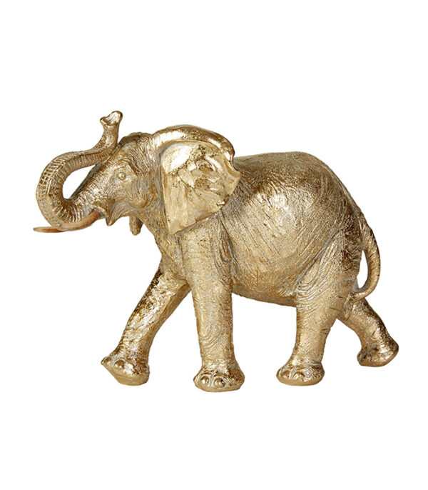 Gylden deco elefant figur 21 cm som boliginteriør til stuen