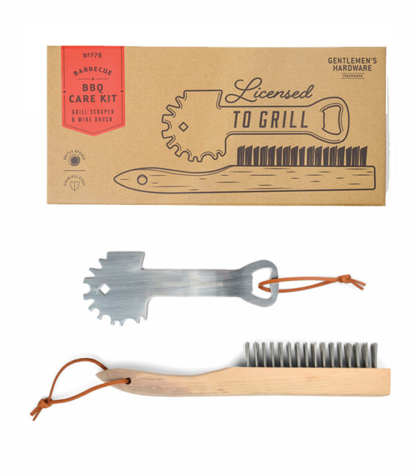 Effektivt grillrensesæt fra Gentlemen´s Hardware. Gave til ham som elsker at grille og mangler et fint nyt grillsæt som renser i bund.