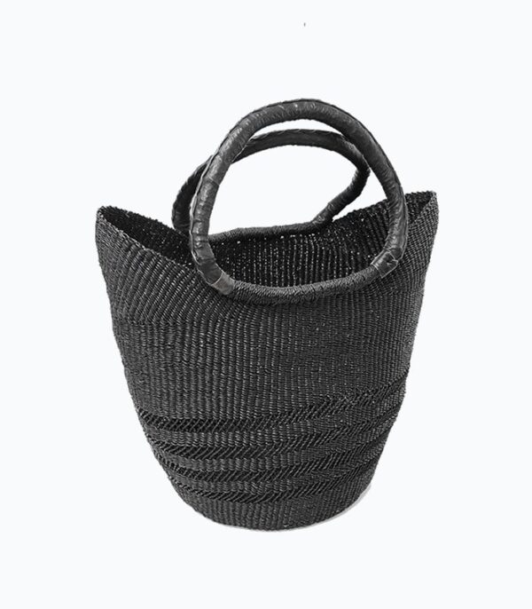 Fairtrade indkøbshurv sort bolga kurv med hanke i u-orm