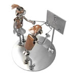 Optiker øjenlæge med patient hende metalfigur