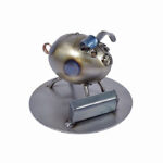 gris metalfigur som gave til landmand