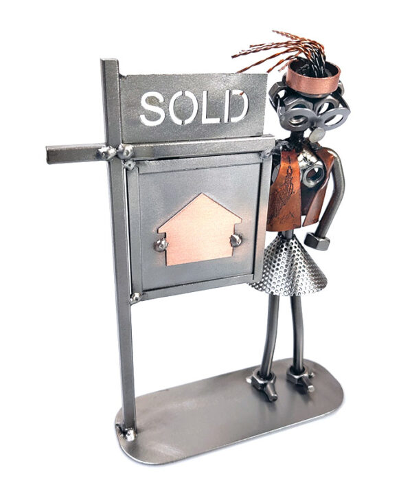 Gave til ejendomsmægler metalfigur mand eller kvinde