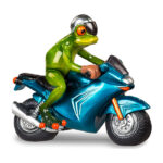 Frø på blå Sportsmotorcykel