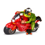 Frø på rød Sportsmotorcykel