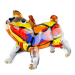 Glaskunst bulldog i flere farver deko boliginteriør med hund af glas