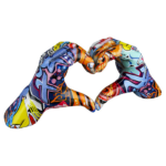 hjerte håndtegn street art graffiti flere farver