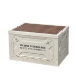 Foldbar opbevaringskasse med trælåg - grøn