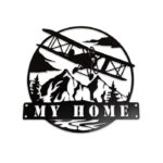 flyvemaskine metalskilt my home sort silhouet gave til pilot