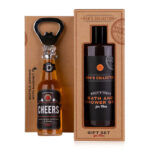 gavesæt til mand med ølflaske som flaskeåbner og shampoo