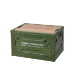 Foldbar opbevaringskasse med trælåg - grøn