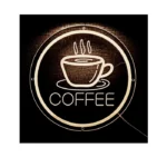 Hvid coffee skilt til cafe eller kaffedrikker