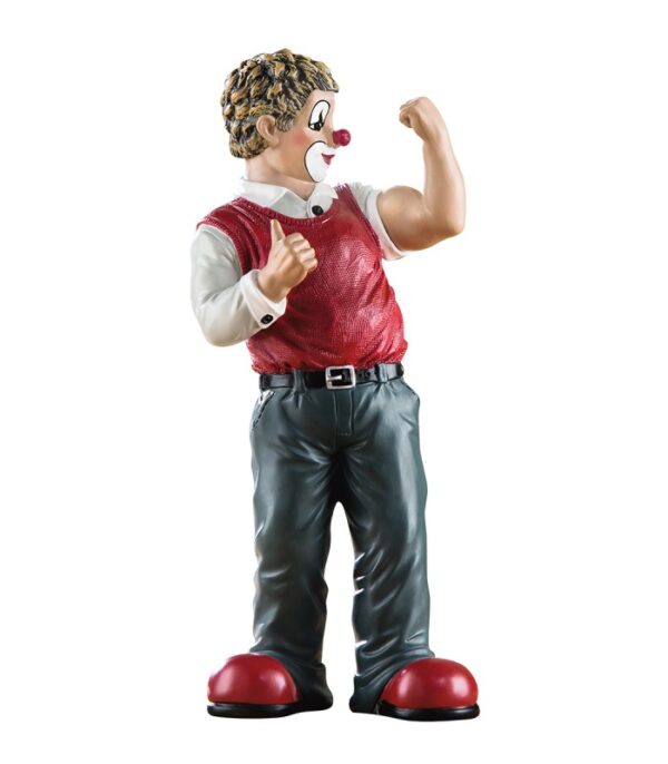 Gave Find din indre styrke håndmalet klovnefigur i farver viser muskler.