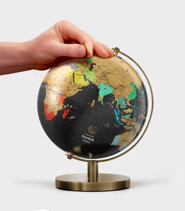 Stor skrabeglobus 20 cm skrab jeres rejsedestinationer